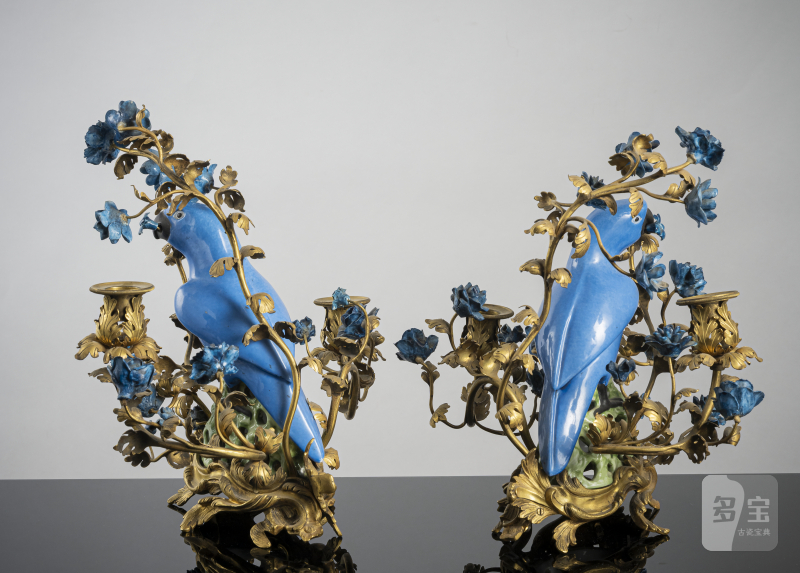 A pair of parrots as candle holders with magnificent mounting - 图3